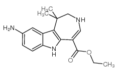 Azepino[4,5-b]indole-5-carboxylic acid, 9-amino-1,2,3,6-tetrahydro-1,1-dimethyl-, ethyl ester Structure