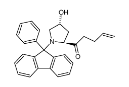 1-[(2S,4R)-4-hydroxy-1-(9-phenyl-9H-fluoren-9-yl)pyrrolidin-2-yl]pent-4-en-1-one结构式