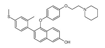 6-(2-methyl-4-methylsulfanyl-phenyl)-5-[4-(2-piperidin-1-yl-ethoxy)-phenoxy]-naphthalen-2-ol Structure