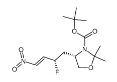 tert-butyl (4S)-4-[(2S,3E)-2-fluoro-4-nitrobut-3-enyl]-2,2-dimethyl-1,3-oxazolidine-3-carboxylate结构式