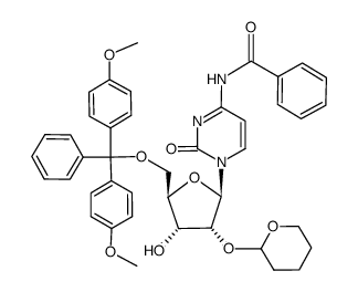5'-O-(dimethoxytrityl)-2'-O-(tetrahydropyranyl)-N4-benzoylcytidine Structure