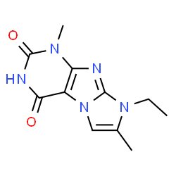 1-Ethyl-2,7-dimethyl-1H,7H-1,3a,5,7,8-pentaaza-cyclopenta[a]indene-4,6-dione结构式