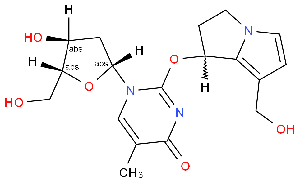 Thymidine, 2-O-[2,3-dihydro-7-(hydroxymethyl)-1H-pyrrolizin-1-yl]-, (R)- (9CI) Structure