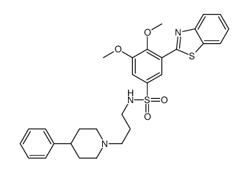 3-(1,3-benzothiazol-2-yl)-4,5-dimethoxy-N-[3-(4-phenylpiperidin-1-yl)propyl]benzenesulfonamide结构式