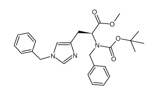 N-α-(tert-butoxycarbonyl)-N-α,N-1(τ)-dibenzyl-L-histidine methyl ester结构式