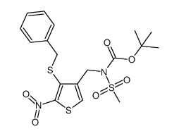 N-tert-butyl ester-N-(4-benzylsulfanyl-5-nitro-thiophen-3-ylmethyl)-methanesulfonamide结构式