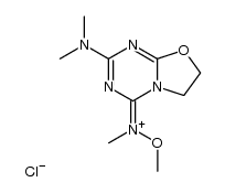 (Z)-N-(2-(dimethylamino)-6,7-dihydro-4H-oxazolo[3,2-a][1,3,5]triazin-4-ylidene)-N,O-dimethylhydroxylammonium chloride结构式