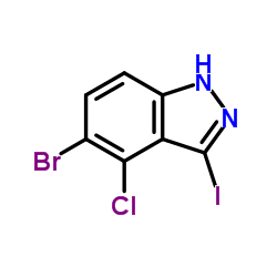 3-碘-4-氯-5-溴-(1h)吲唑结构式