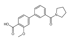 2-methoxy-4-[3-(pyrrolidine-1-carbonyl)phenyl]benzoic acid结构式