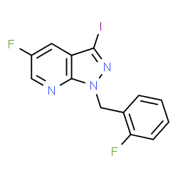 5-fluoro-1-(2-fluorobenzyl)-3-iodo-1H-pyrazolo[3,4-b]pyridine Structure