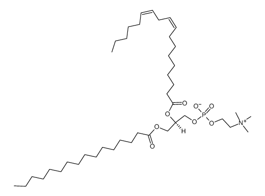 2-亚油酰-1-棕榈酰-十六烷酰--sn-甘油-3-二氧磷基胆碱结构式