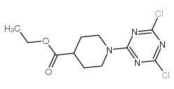 ethyl 1-(4,6-dichloro-1,3,5-triazin-2-yl)piperidine-4-carboxylate结构式