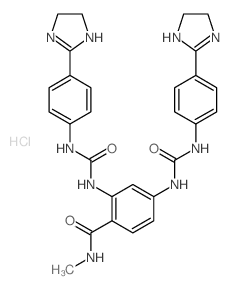 Benzamide,2,4-bis[[[[4-(4,5-dihydro-1H-imidazol-2-yl)phenyl]amino]carbonyl]amino]-N-methyl-,hydrochloride (1:2)结构式