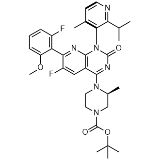 Tert-butyl(3S)-4-(6-fluoro-7-(2-fluoro-6-methoxyphenyl)-1-(2-isopropyl-4-methylpyridin-3-yl)-2-oxo-1,2-dihydropyrido[2,3-d]pyrimidin-4-yl)-3-methylpiperazine-1-carboxylate picture