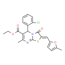 ethyl 5-(2-chlorophenyl)-7-methyl-2-[(5-methyl-2-furyl)methylene]-3-oxo-2,3-dihydro-5H-[1,3]thiazolo[3,2-a]pyrimidine-6-carboxylate structure