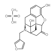 (5-alpha)-3,14-Dihydroxy-4,5-epoxy-17-(3-furanylmethyl)morphinan-6-one methanesulfonate结构式