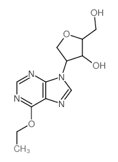 D-Arabinitol,1,4-anhydro-2-deoxy-2-(6-ethoxy-9H-purin-9-yl)- (9CI)结构式