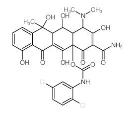 Carbamic acid,(2,5-dichlorophenyl)-,3-(aminocarbonyl)-1-(dimethylamino)-1,6,11,11a,12,12a-hexahydro-2,5,7,11,12-pentahydroxy-11-methyl-4,6-dioxo-4a(4H)-naphthacenylester, [1S-(1a,4aa,11b,11aa,12a,12aa结构式