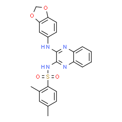 N-[3-(1,3-benzodioxol-5-ylamino)quinoxalin-2-yl]-2,4-dimethylbenzenesulfonamide structure