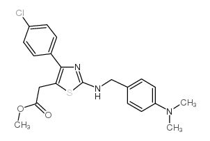 5-Thiazoleacetic acid, 4-(4-chlorophenyl)-2-(((4-(dimethylamino)phenyl )methyl)amino)-, methyl ester结构式