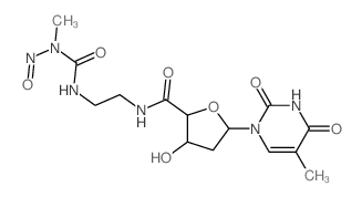 3-hydroxy-5-(5-methyl-2,4-dioxo-pyrimidin-1-yl)-N-[2-[(methyl-nitroso-carbamoyl)amino]ethyl]oxolane-2-carboxamide结构式