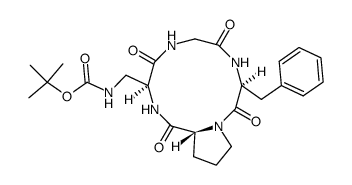 cyclo(glycyl-phenylalanyl-prolyl-N-(beta)-(tert-butoxycarbonyl)-alpha,beta-diaminopropanyoly) structure
