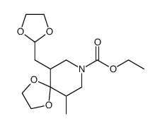 ethyl 6-(1,3-dioxolan-2-ylmethyl)-10-methyl-1,4-dioxa-8-azaspiro[4.5]decane-8-carboxylate结构式