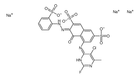 5-[(5-chloro-2-fluoro-6-methyl-4-pyrimidinyl)amino]-4-hydroxy-3-[(2-sulphophenyl)azo]naphthalene-2,7-disulphonic acid, sodium salt结构式
