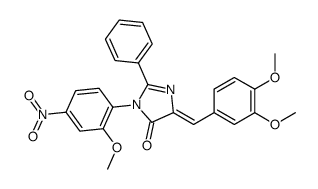 4H-Imidazol-4-one, 3,5-dihydro-5-((3,4-dimethoxyphenyl)methylene)-3-(2-methoxy-4-nitrophenyl)-2-phenyl-结构式