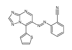 2-[(7-thiophen-2-yl-[1,2,4]triazolo[1,5-a]pyrimidin-6-yl)diazenyl]benzonitrile结构式