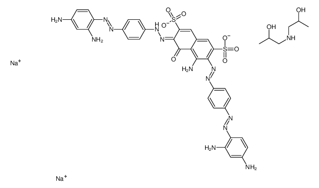 4-amino-3,6-bis[[4-[(2,4-diaminophenyl)azo]phenyl]azo]-5-hydroxynaphthalene-2,7-disulphonic acid, sodium salt, compound with 1,1'-iminodipropan-2-ol结构式