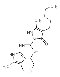 3-methyl-N-[2-[(5-methyl-1H-imidazol-4-yl)methylsulfanyl]ethyl]-5-oxo-4-pentyl-2H-pyrazole-1-carboximidamide structure