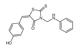 (5E)-3-(anilinomethyl)-5-[(4-hydroxyphenyl)methylidene]-2-sulfanylidene-1,3-thiazolidin-4-one结构式