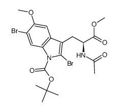 (S)-(+)-N-acetyl-2,6-dibromo-1-t-butoxycarbonyl-5-methoxytryptophan methyl ester Structure
