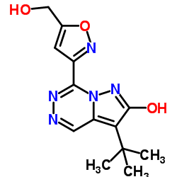 7-[5-(Hydroxymethyl)-1,2-oxazol-3-yl]-3-(2-methyl-2-propanyl)pyrazolo[1,5-d][1,2,4]triazin-2(1H)-one结构式