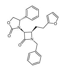 1-benzyl-3β-((S)-2-oxo-4-phenyloxazolidin-3-yl)-4β-[2-(2-furyl)ethyl]azetidin-2-one Structure