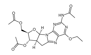 2-acetamido-6-ethoxy-8,2'-methano-9-(3,5-di-O-acetyl-2-deoxy-β-D-arabinofuranosyl)-9H-purine Structure