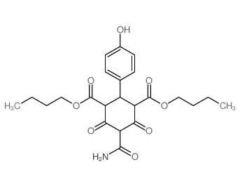 1,3-Cyclohexanedicarboxylicacid, 5-(aminocarbonyl)-2-(4-hydroxyphenyl)-4,6-dioxo-, 1,3-dibutyl ester structure