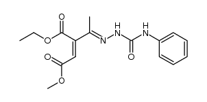 1-ethyl 4-methyl 2-(1-(2-(phenylcarbamoyl)hydrazono)ethyl)but-2-enedioate Structure
