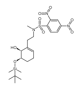 N-[2-((5R,6S)-5-(tert-butyldimethylsilyloxy)-6-hydroxycyclohex-1-enyl)ethyl]-N-methyl-2,4-dinitrobenzenesulfonamide结构式