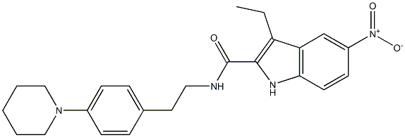 3-ethyl-5-nitro-N-(4-(piperidin-1-yl)phenethyl)-1H-indole-2-carboxamide结构式