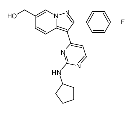 [3-(2-Cyclopentylamino-pyrimidin-4-yl)-2-(4-fluoro-phenyl)-pyrazolo[1,5-a]pyridin-6-yl]-methanol Structure