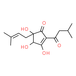 3,4,5-Trihydroxy-5-(3-methyl-2-butenyl)-2-(3-methyl-1-oxobutyl)-2-cyclopenten-1-one结构式