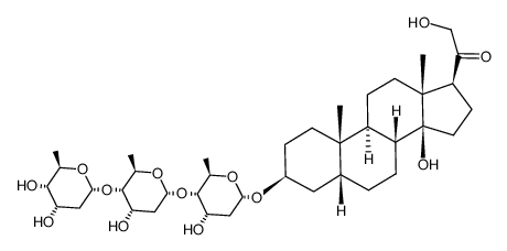 14,21-dihydroxy-3β-tris(digitoxosyloxy)-5β,14β-pregnan-20-one结构式