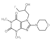 1H-Purine-2,6-dione,7-(3-fluoro-2-hydroxypropyl)-3,7-dihydro-1,3-dimethyl-8-(4-morpholinyl)-结构式