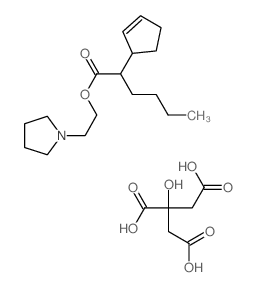 2-hydroxypropane-1,2,3-tricarboxylic acid; 2-pyrrolidin-1-ylethyl 2-(1-cyclopent-2-enyl)hexanoate structure