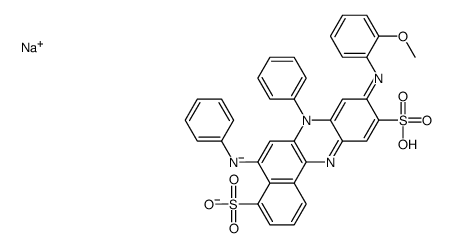 hydrogen 9-[(2-methoxyphenyl)amino]-7-phenyl-5-(phenylamino)-4,10-disulphonatobenzo[a]phenazinium, sodium salt结构式