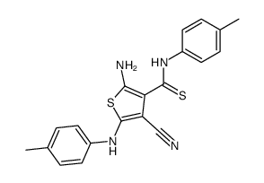 2-Amino-4-cyano-5-p-tolylamino-thiophene-3-carbothioic acid p-tolylamide Structure