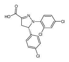 (S)-5-(4-chloro-phenyl)-1-(2,4-dichlorophenyl)-4,5-dihydro-1H-pyrazol-3-carboxylic acid Structure