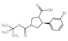 Boc-(±)-反式-4-(3-溴苯基)吡咯烷-3-羧酸结构式